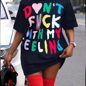 Slayr Multicolored Letter Printed Dress